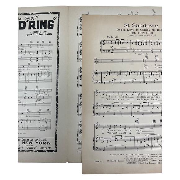 At Sundown Fox Trot Sheet Music Walter Donaldson Ukulele - Picture 5 of 6